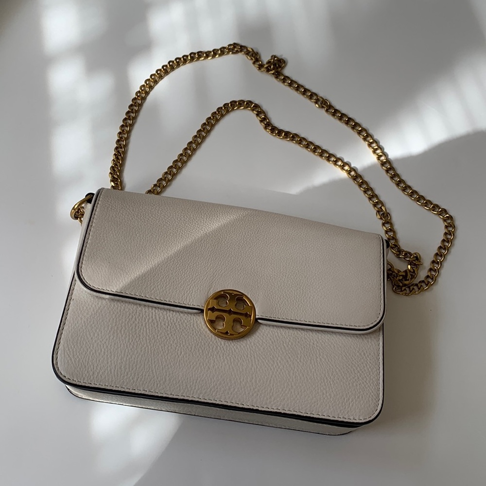 Tory Burch LARGE Chelsea white bag cross body and interchangeable strap